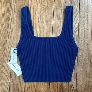 NWT Aritzia Cropped Ribbed Blue Tank